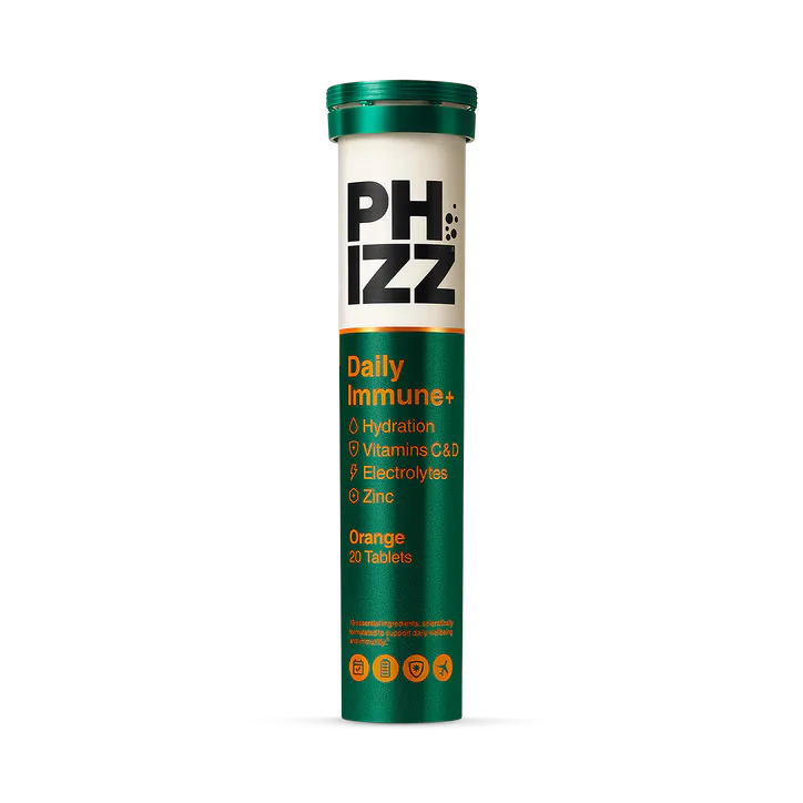 Phizz Daily Immune+ Hydration, Electrolytes & Vitamins Orange Flavour 20 Effervescent Tablets