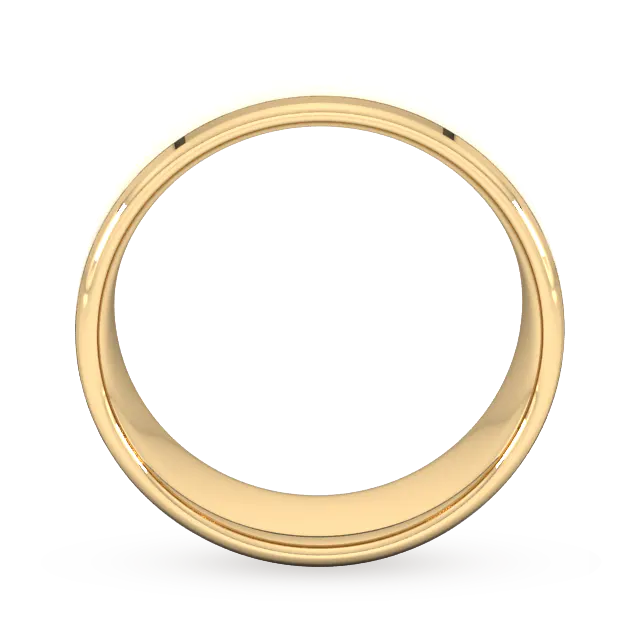 For Him 8mm Traditional Court Heavy Polished Chamfered Edges With Matt Centre Wedding Ring In 18 Carat Yellow Gold detail 3