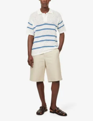 BELIER Saint Tropez Crochet-Knit Cotton Polo Shirt detail 2