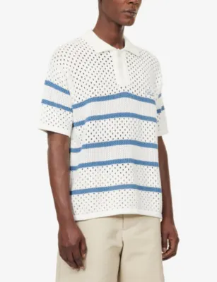 BELIER Saint Tropez Crochet-Knit Cotton Polo Shirt detail 3