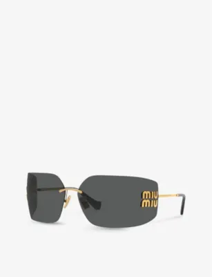 MIU MIU MU 54YS square-frame metal sunglasses in GOLD, additional product view 2