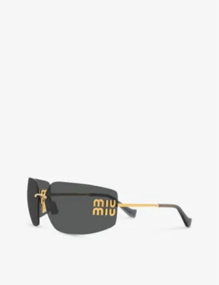 MIU MIU MU 54YS square-frame metal sunglasses in GOLD, additional product view 3