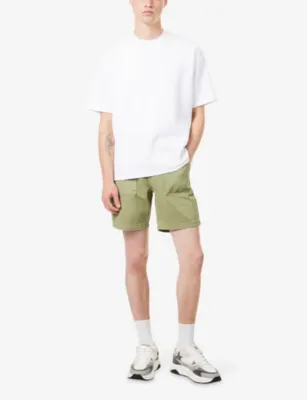 ARNE Carpenter Patch-Pocket Denim Shorts in OLIVE, additional product view 2