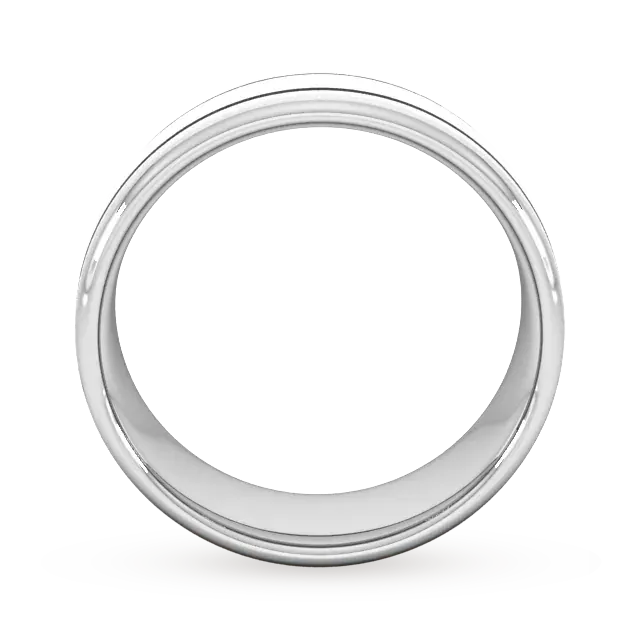 For Him 8mm Traditional Court Standard Matt Finish With Double Grooves Wedding Ring In Platinum detail 3