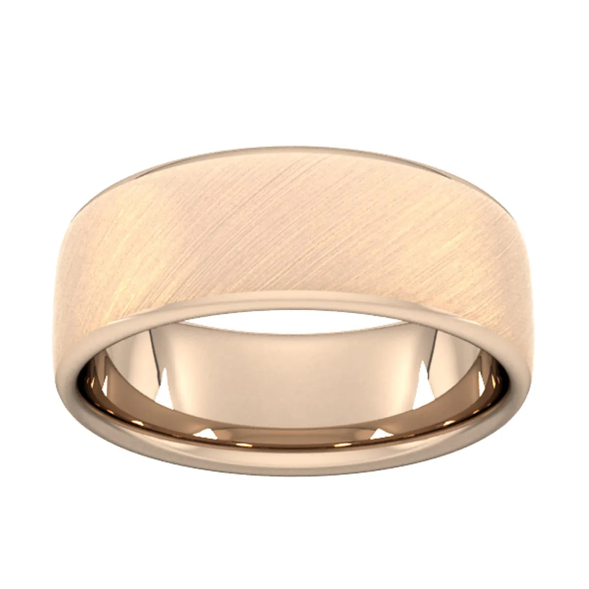 For Him 8mm Slight Court Heavy Diagonal Matt Finish Wedding Ring In 18 Carat Yellow Gold